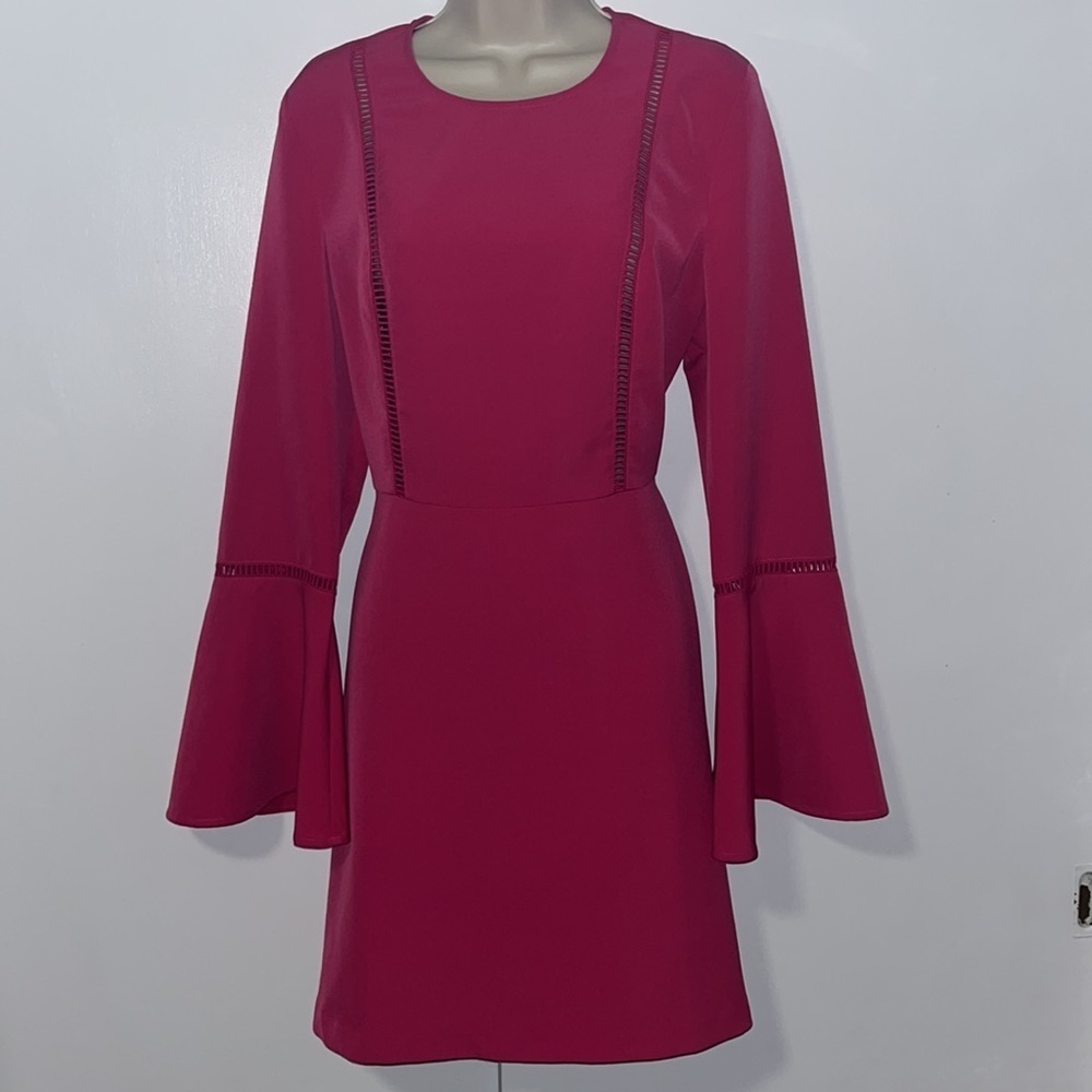 Charles Henry Long Bell Sleeve Party Dress w Cutouts size XL Fuchsia Hot Pink